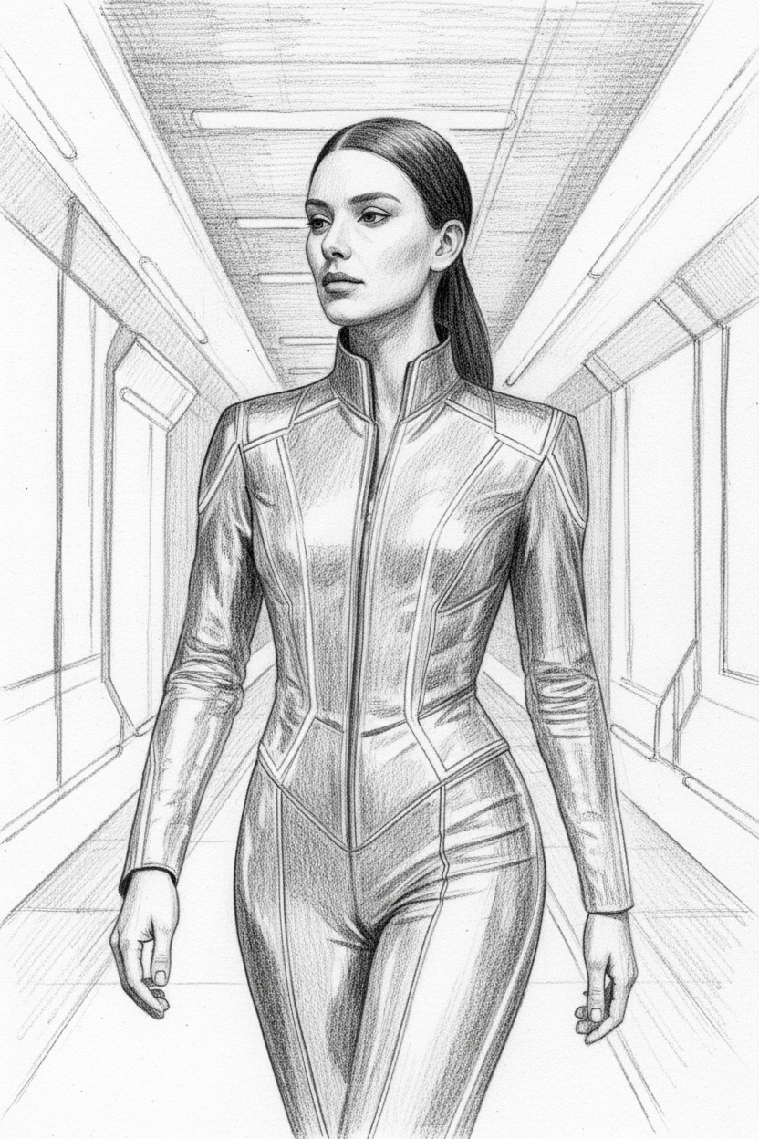 Graphite pencil sketch.